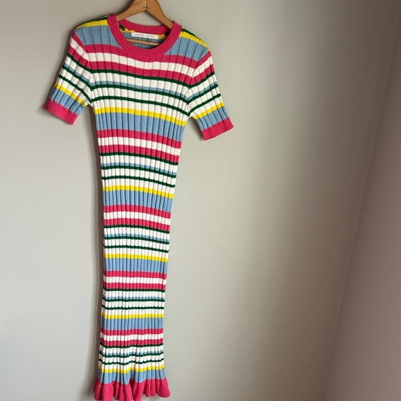 English Factory Short Sleeve Striped Sweater Dress - Picture 2 of 12
